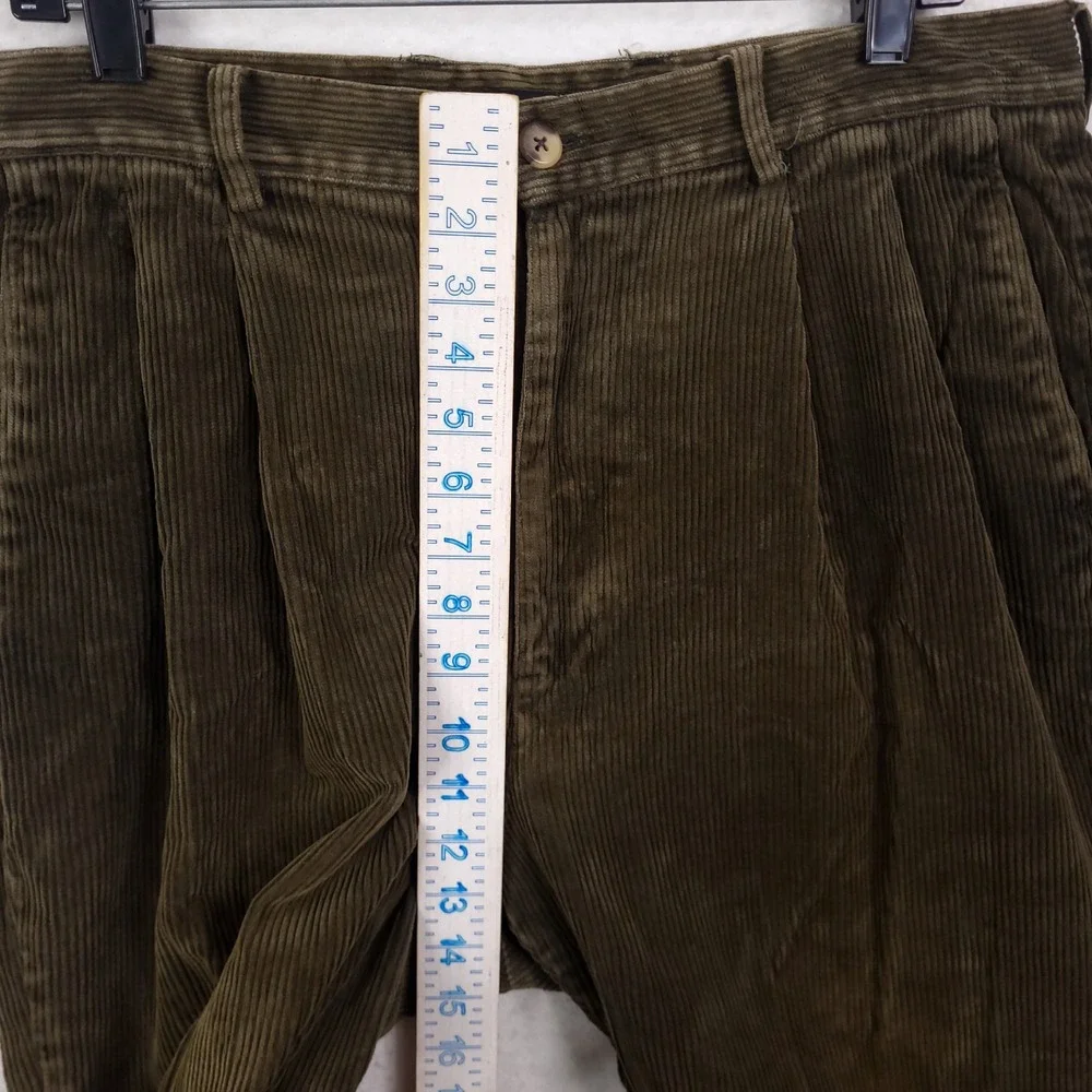 Gap Corduroy Pants Mens Relaxed Fit Pleated Olive 36x34 Fit 34x32 cuffed